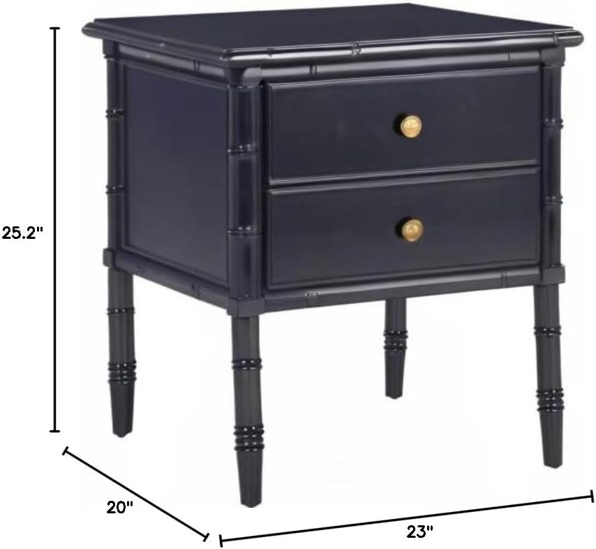 Comfort Pointe Ellison Nightstand Midnight Blue: Coastal Style, 2 Drawers, MDF & Poplar Frame, 25"H x 23"W