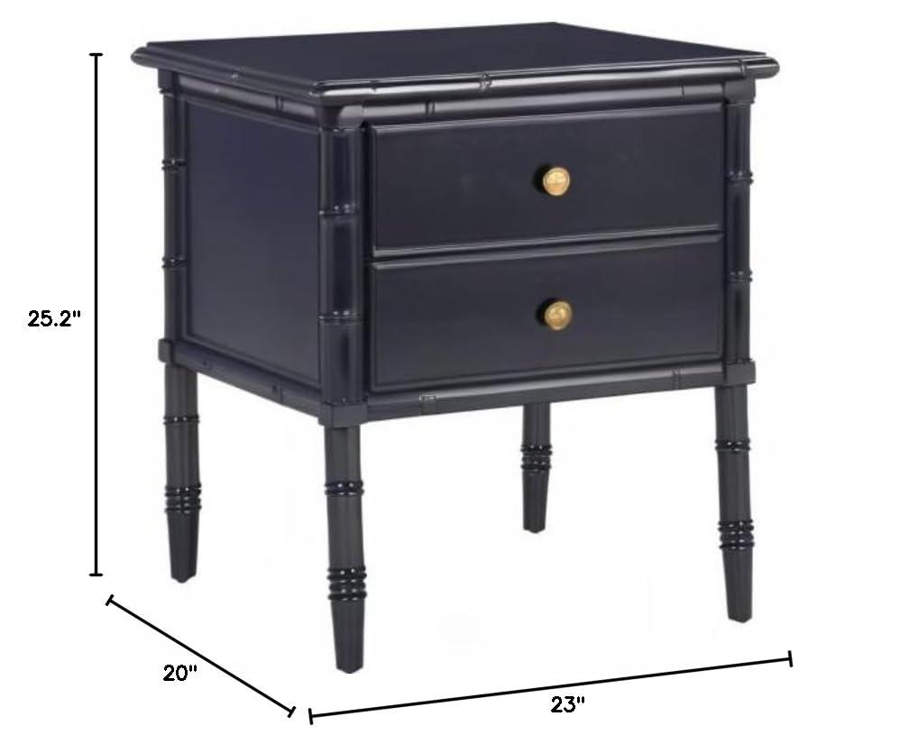 Comfort Pointe Ellison Nightstand Midnight Blue: Coastal Style, 2 Drawers, MDF & Poplar Frame, 25"H x 23"W