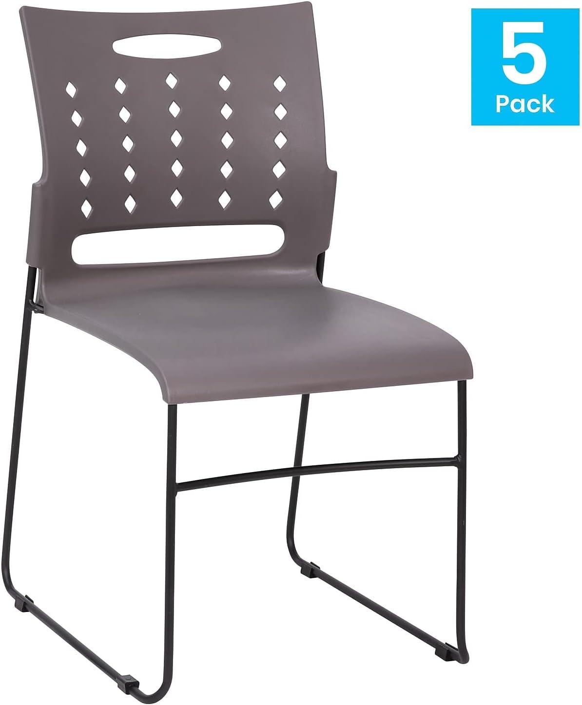 Heidi 881 lb. Capacity Sled Base Stack Chair with Air-Vent Back (Set of 5)