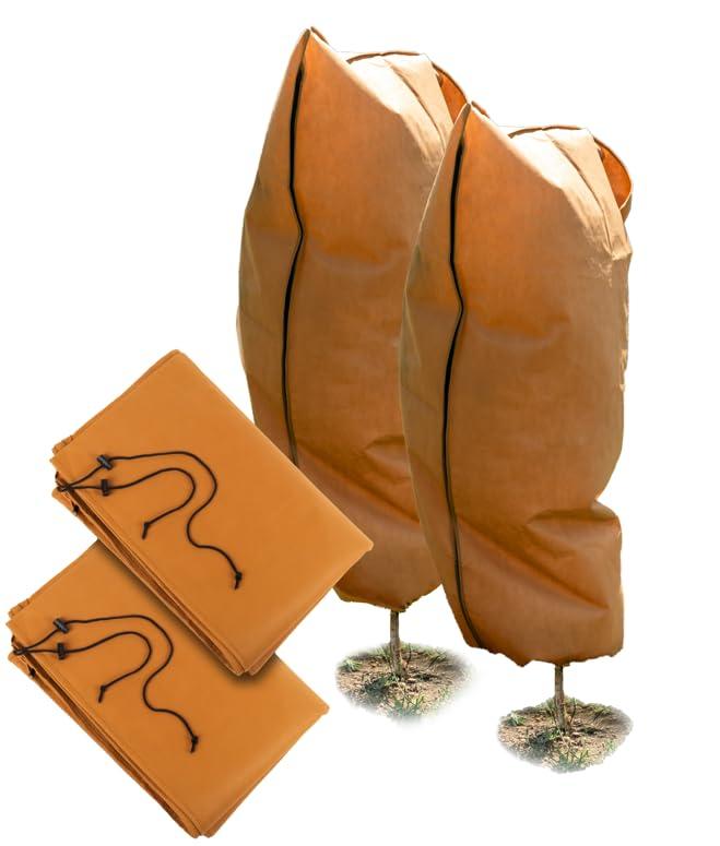 Brown Polypropylene Frost Protection Plant Covers with Drawstring and Zipper, 48" x 72"