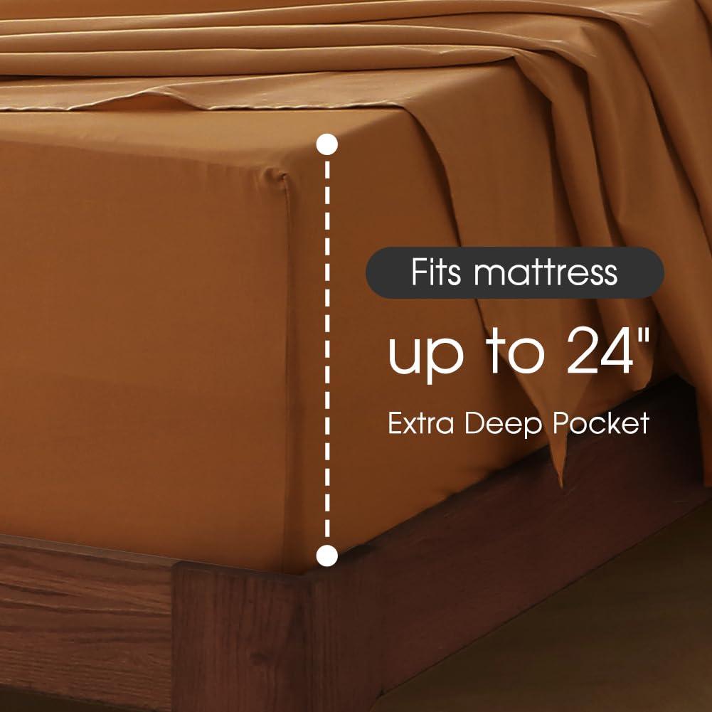 HYPREST 100% Cotton Sheets Extra Deep Pocket, Hotel Luxury Soft Cooling Cotton Sheet Sets