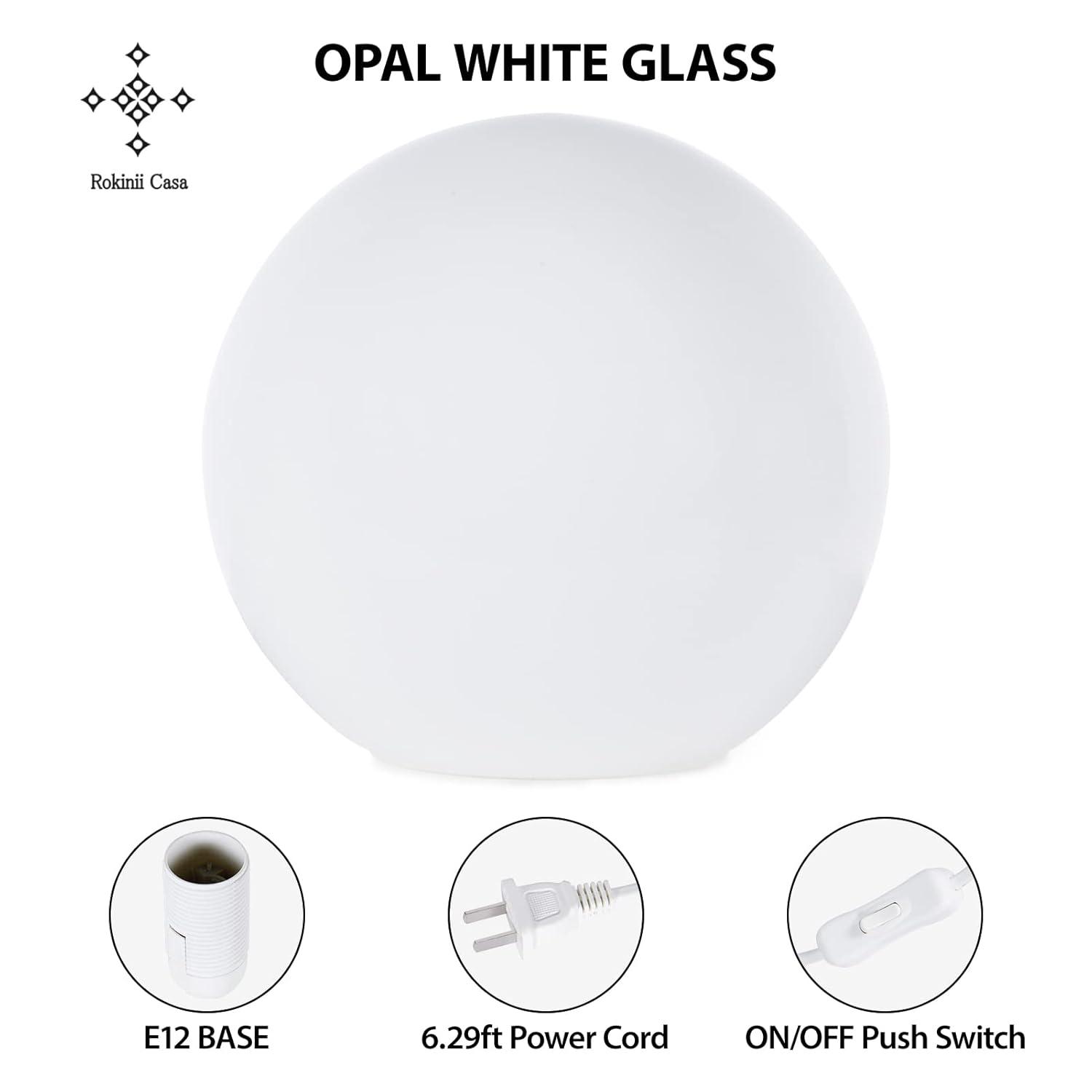 7.8 Inch Ball Table Lamp with Glass Shade, Ball Light Bookshelf Lamp for Bedroom, Dorm, Office and Bedroom Bookshelf Reading Decoration, Without Bulb