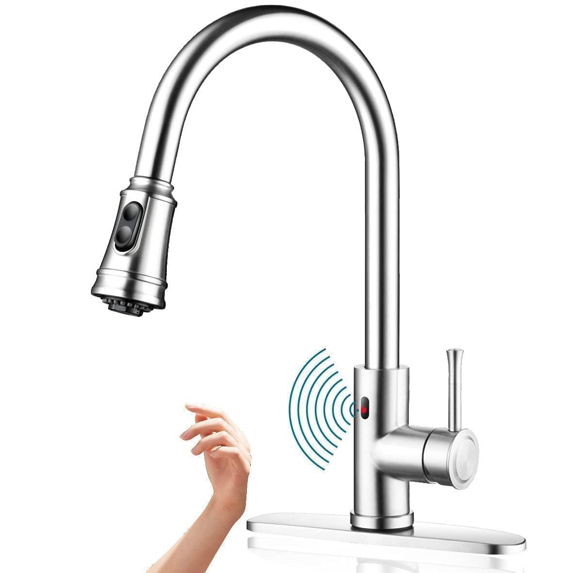 ARCORA Automatic Smart Mobile Motion Sensor Kitchen Sink Faucet with 3 Modes Pull-Down Sprayer AR7100301-MS