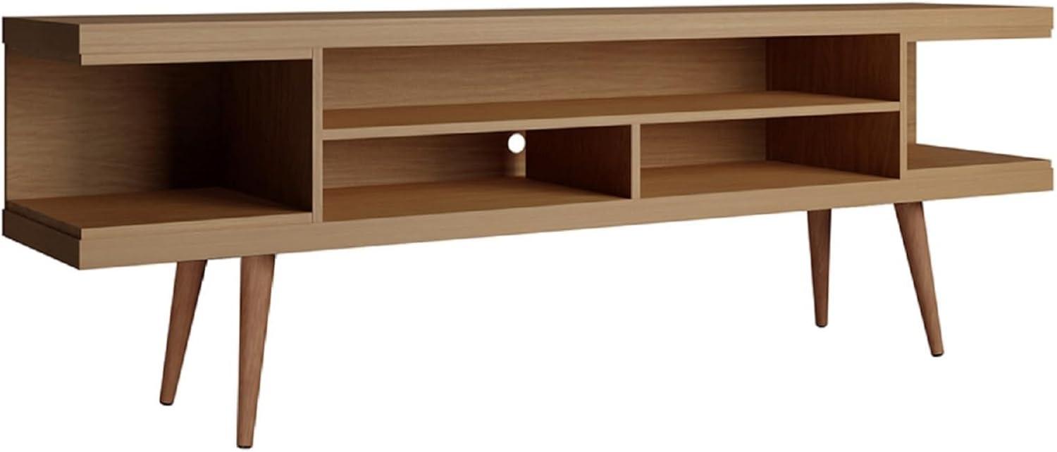 Maple Cream Mid-Century Modern TV Stand with Graduated Legs