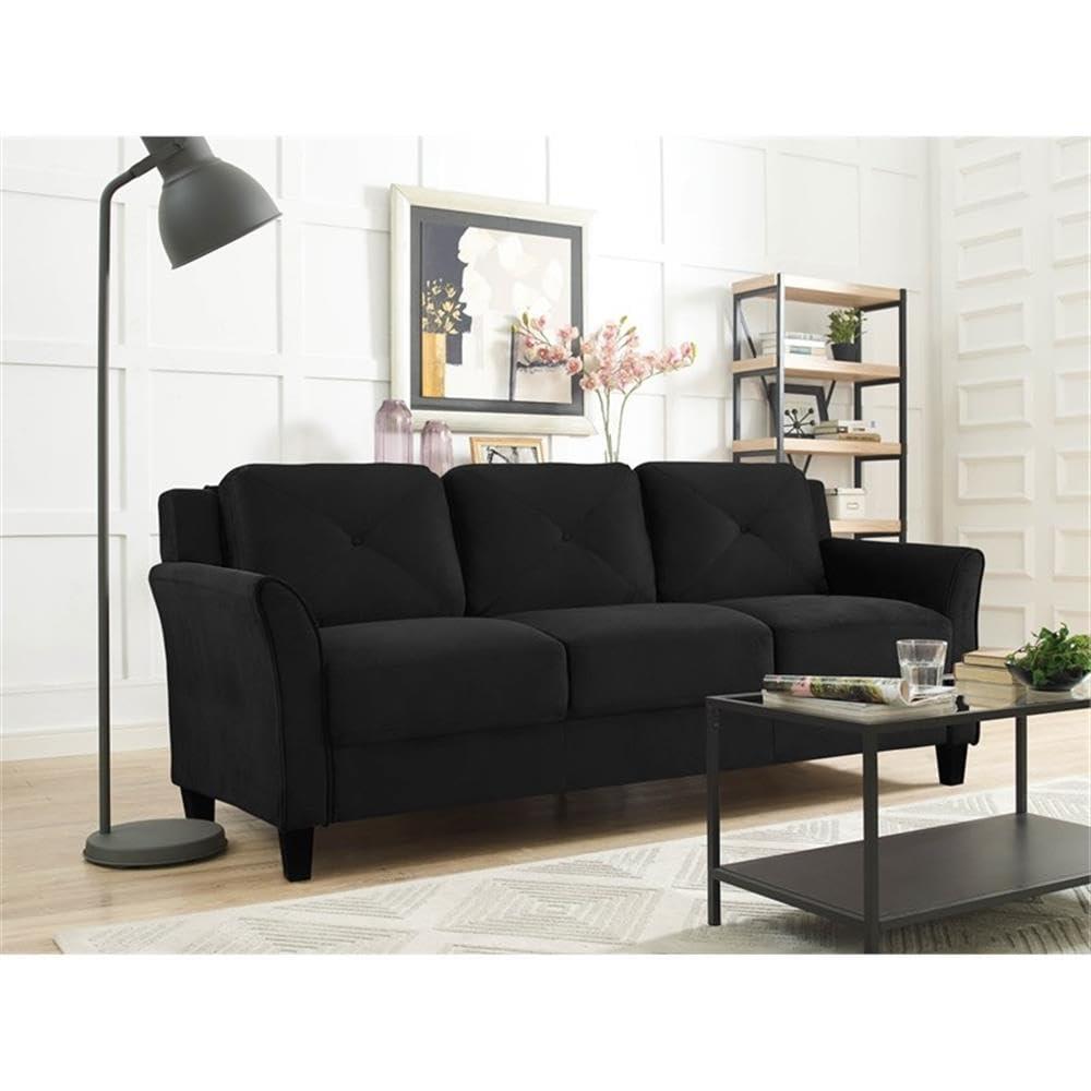 Home Square 2 Piece Living Room Set with Solid Wood Sofa and Loveseat in Black