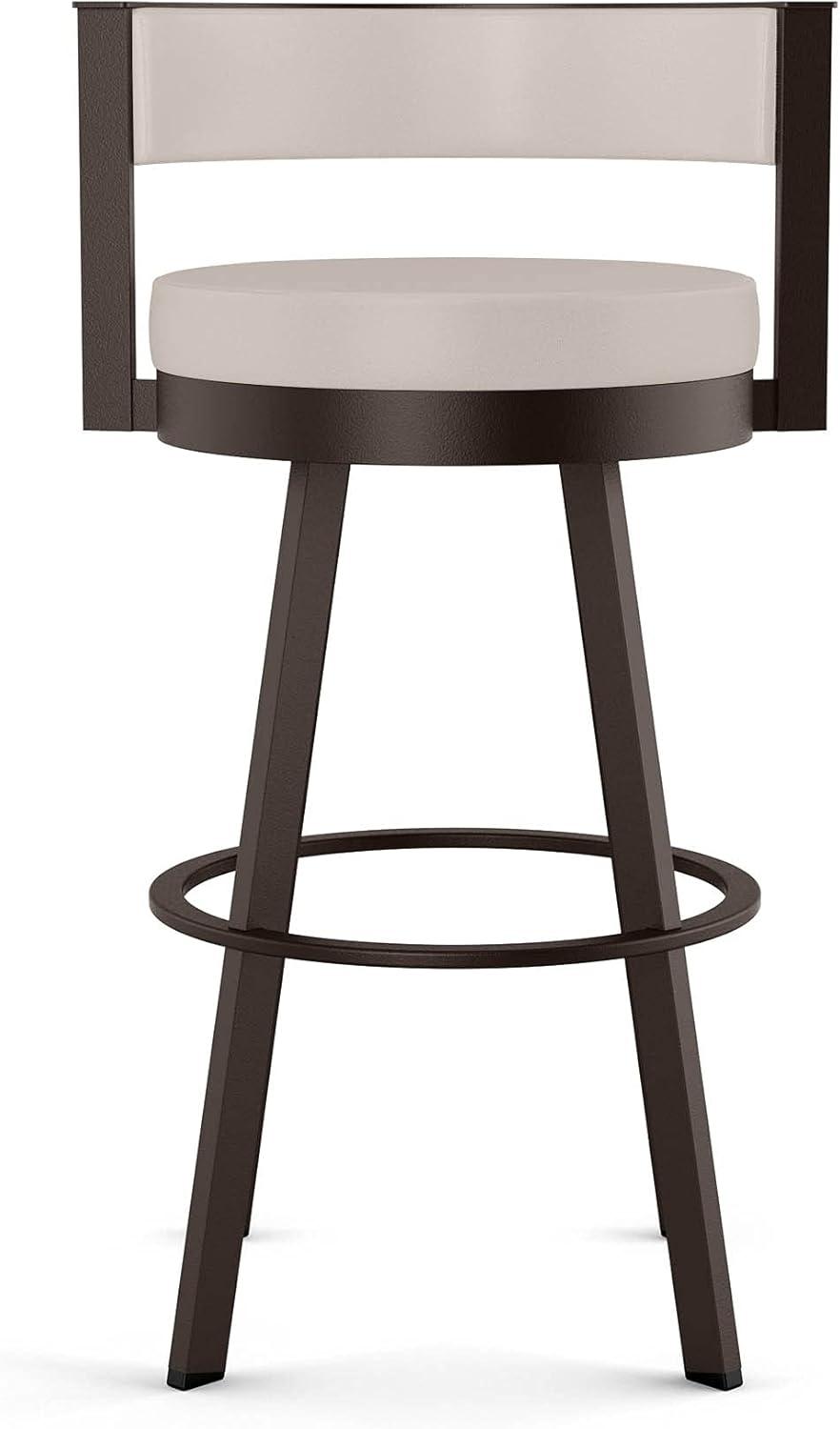 26" Browser Swivel Counter Height Barstool with Upholstered Seat Beige - Amisco