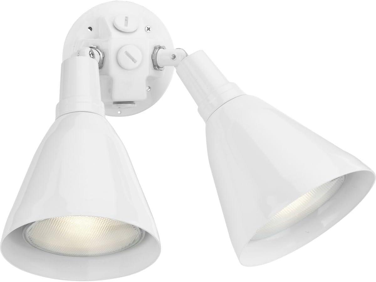 Progress Lighting Par 2-Light Outdoor Wall Light, White, Aluminum, Antique Bronze, Adjustable Swivel Heads, Shade Included