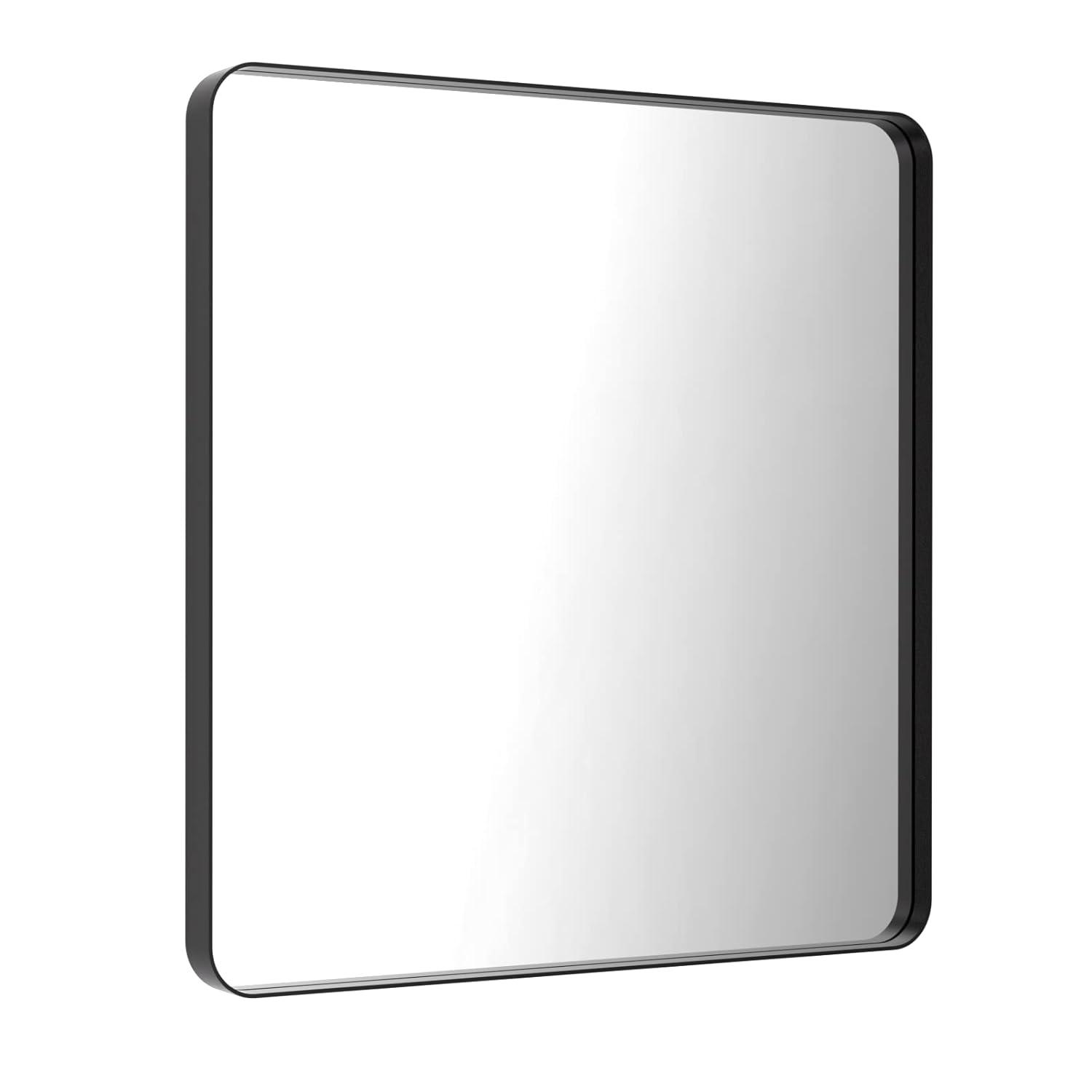 LOAAO 36X36 Inch Black Metal Framed Bathroom Mirror for Wall, Matte Black Bathroom Vanity Mirror Farmhouse, Anti-Rust, Tempered Glass, Hangs Horizontally or Vertically