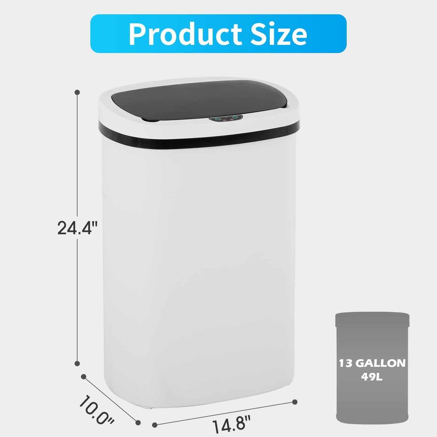 13 Gallon Trash Can Kitchen Trash Can Automatic Garbage Can With Lid Touch Free High-Capacity Motion Sensor For Kitchen Bedroom Bathroom Office Wateproof Trash Bin (1)