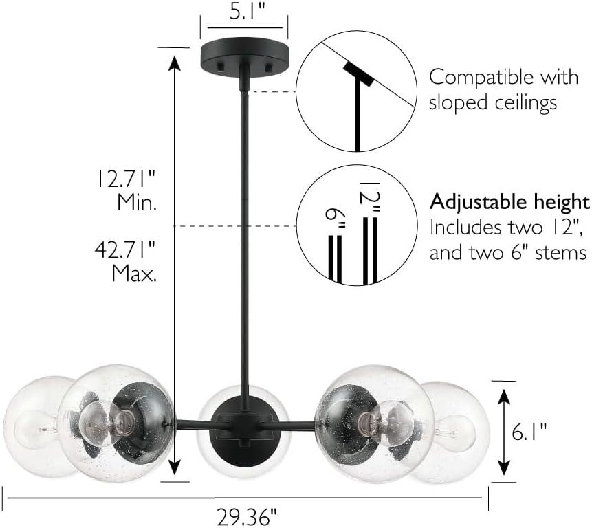 Design House Gracelyn 5-Light Chandelier in Matte Black
