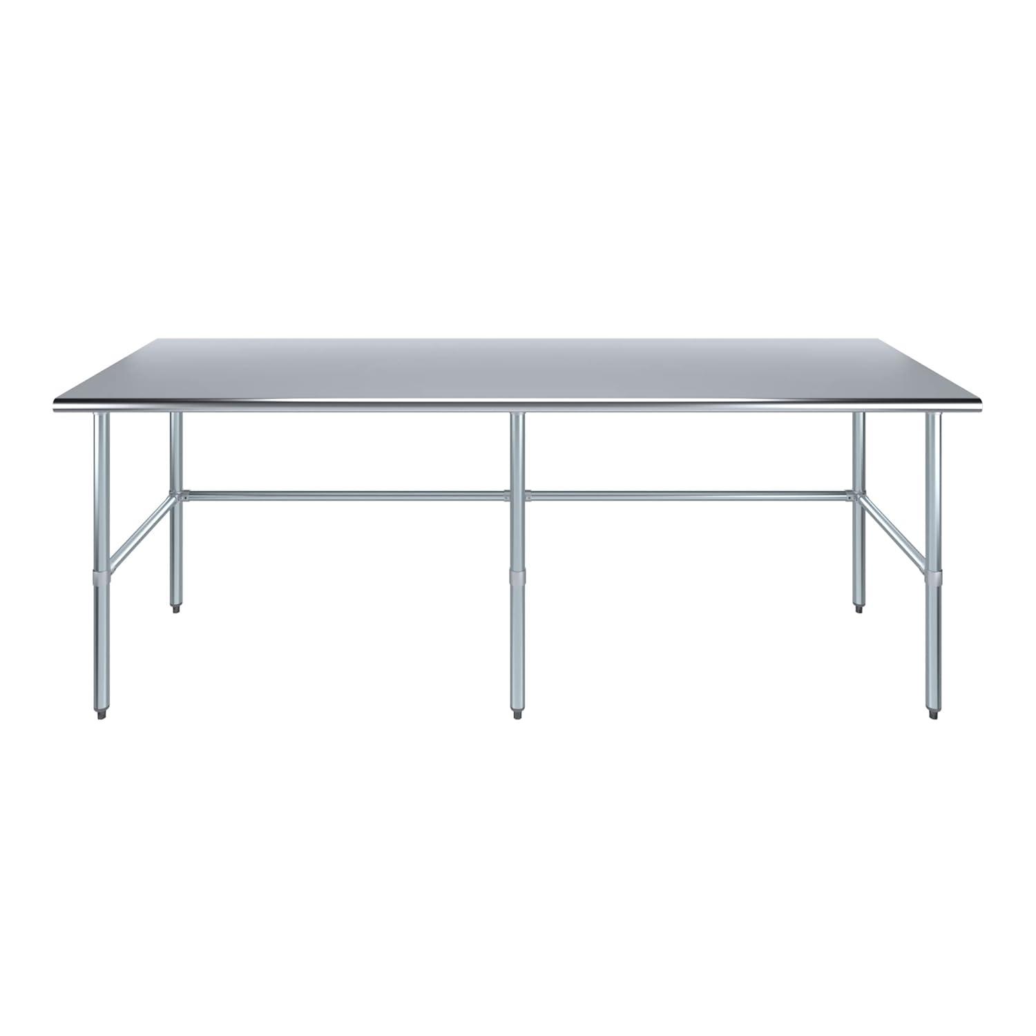 AmGood 30 in. x 96 in. Open Base Stainless Steel Work Table | Residential & Commercial