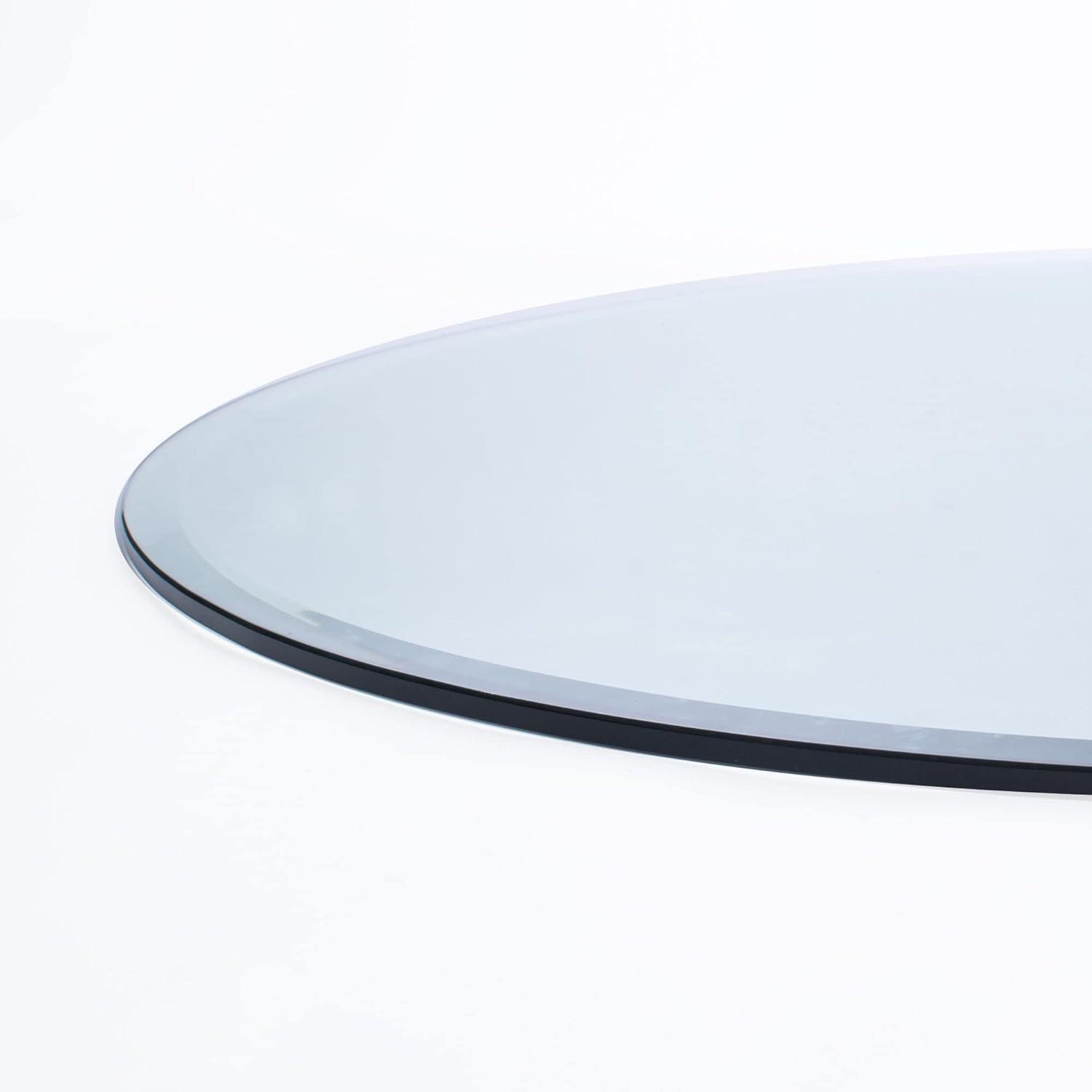 Spancraft 24" Inch Round 1/2" Thick Clear Glass Table Top with Beveled Edge and Tempered Glass, Replacement Glass Table Top, Great for Dining Tables, end Tables, and Outdoor Patio Table Tops or Table