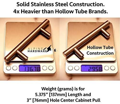 Alpine Hardware Alpine Hardware Solid Stainless Steel Euro Bar Cabinet Handle Drawer Pull (1/2-inch Diameter), 10-inch Length (7.50-inch Hole Center)