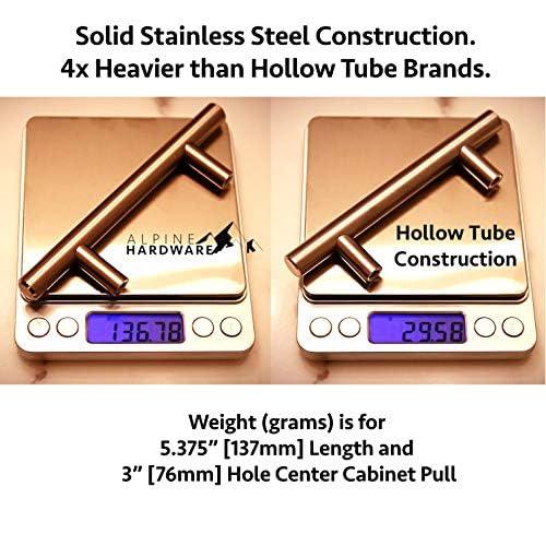 Alpine Hardware Alpine Hardware Solid Stainless Steel Euro Bar Cabinet Handle Drawer Pull (1/2-inch Diameter), 10-inch Length (7.50-inch Hole Center)