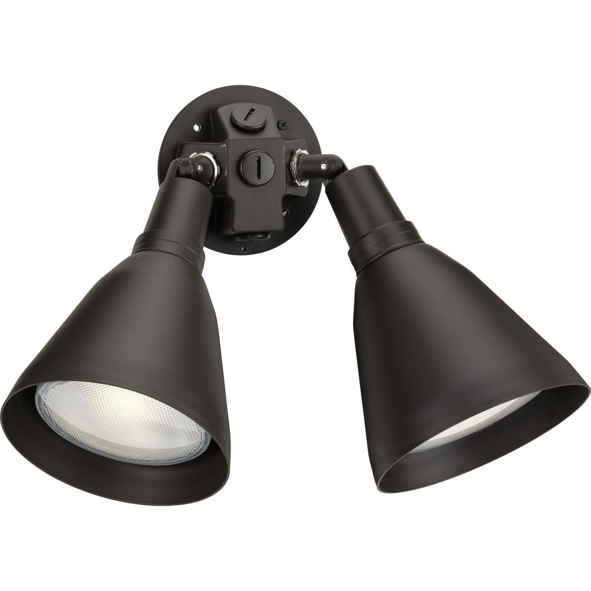 Progress Lighting Par 2-Light Outdoor Wall Light, Antique Bronze, Porcelain, Shade Included