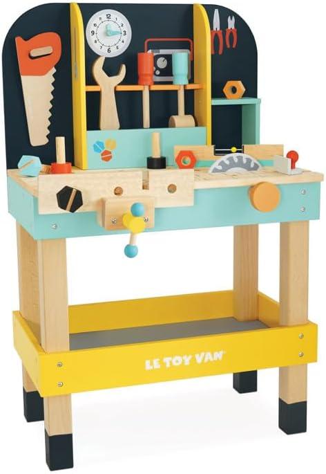 Colorful Wooden Toy Work Bench with Tools for Kids