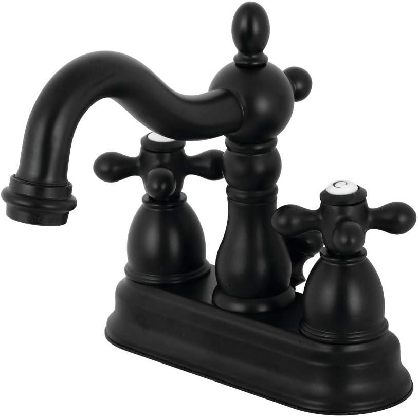 Kingston Brass Heritage Two-Handle 3-Hole Deck Mount 4" Centerset Bathroom Faucet with Plastic Pop-Up