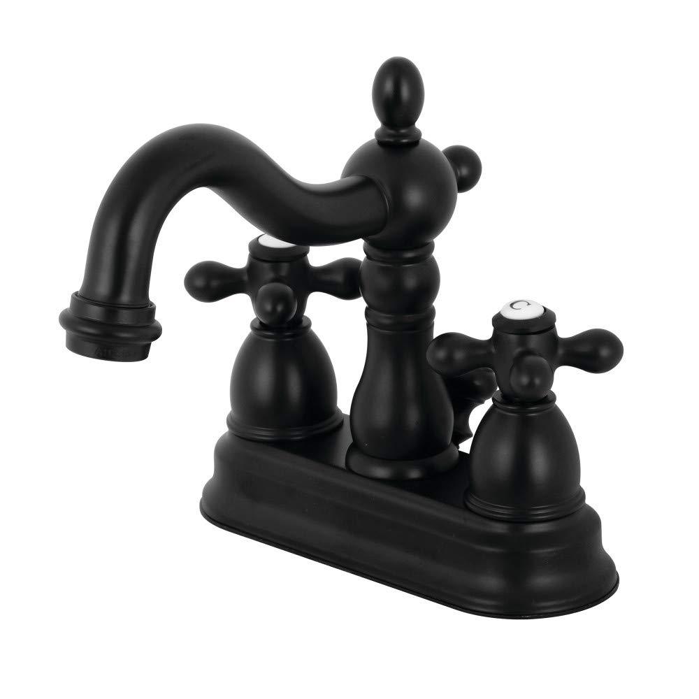 Kingston Brass Heritage Two-Handle 3-Hole Deck Mount 4" Centerset Bathroom Faucet with Plastic Pop-Up