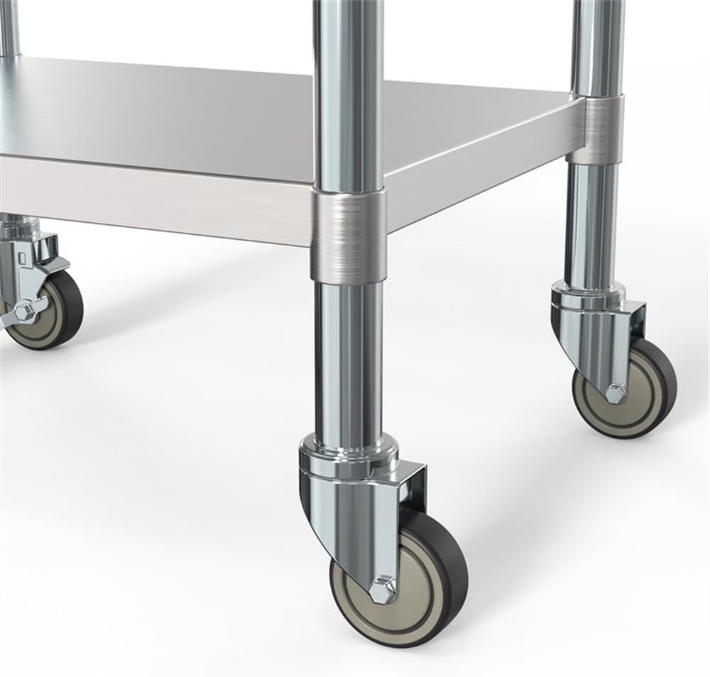 30" x 36" 18-Gauge 304 Stainless Steel Commercial Work Table with Casters, CT3036-18C.