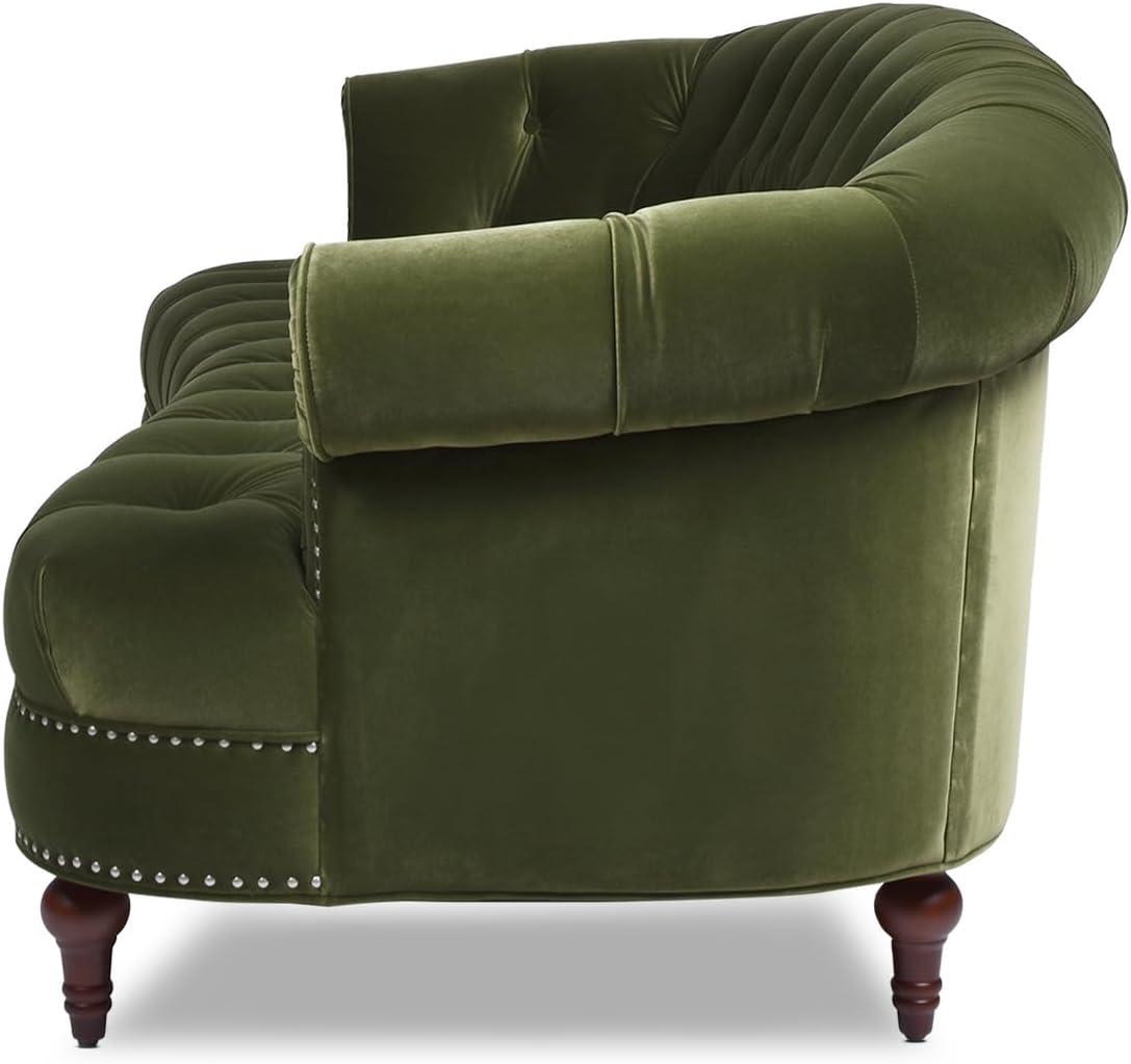 Jennifer Taylor Home La Rosa 84" Victorian Chesterfield Living Room Tufted Sofa Couch, Olive Green