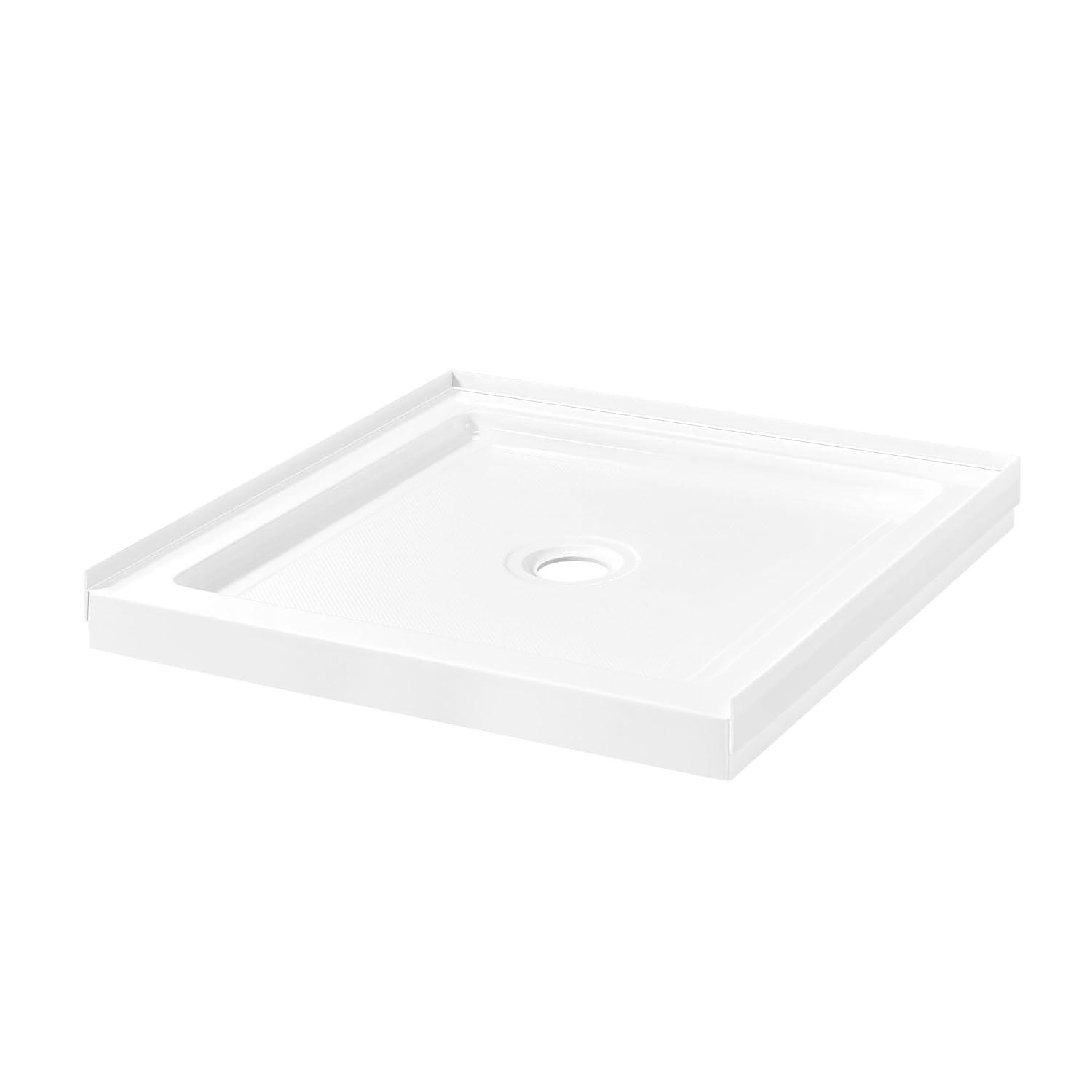 Ove Decors OVE Decors 34" x 32" Rectangle Shower Base Pan, White Acrylic, Center Drain, Reversible Design 15SBR-BALI34-WHTWM