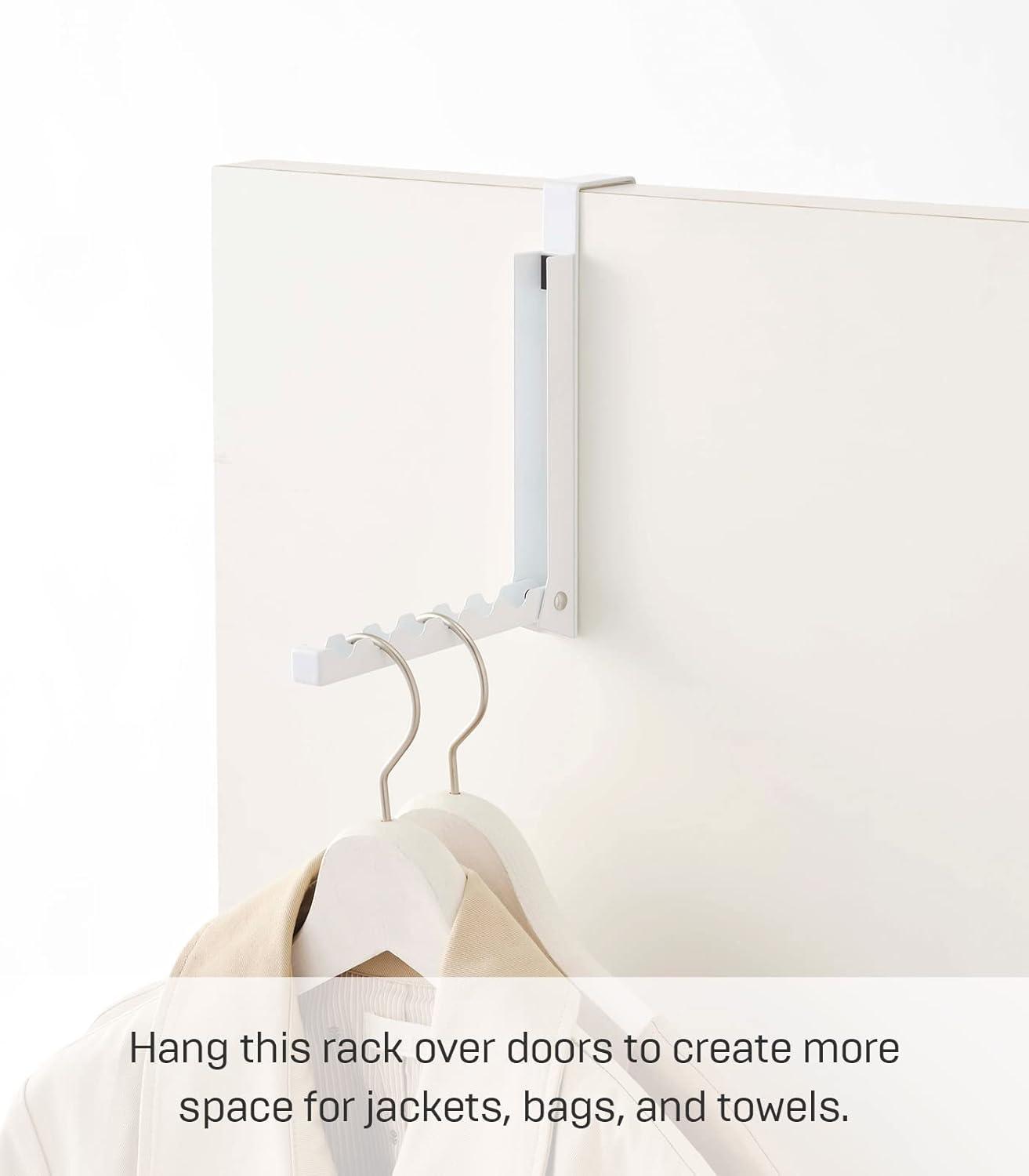 Yamazaki Home Over The Door Hooks - Folding Hanging Coat Rack, Steel, Over-the-Door