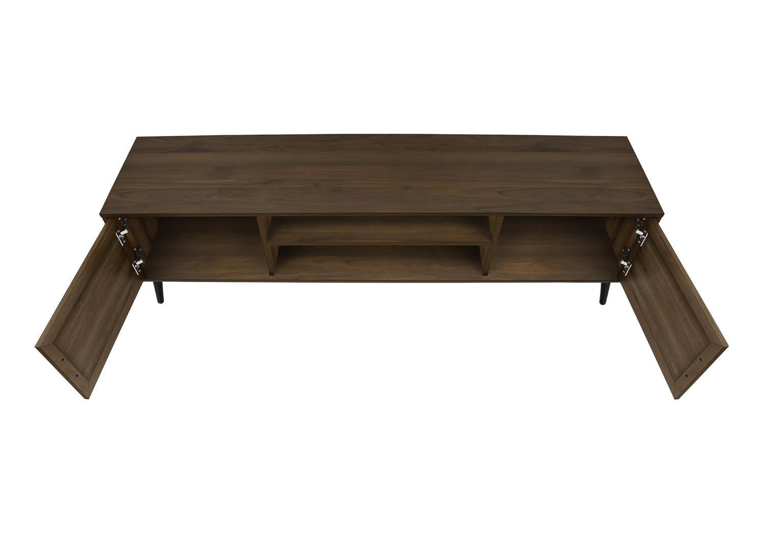 Monarch Specialties Tv Stand 72 Inch Console Media Entertainment Center Storage Cabinet Brown Laminate Black Wood Legs Transitional