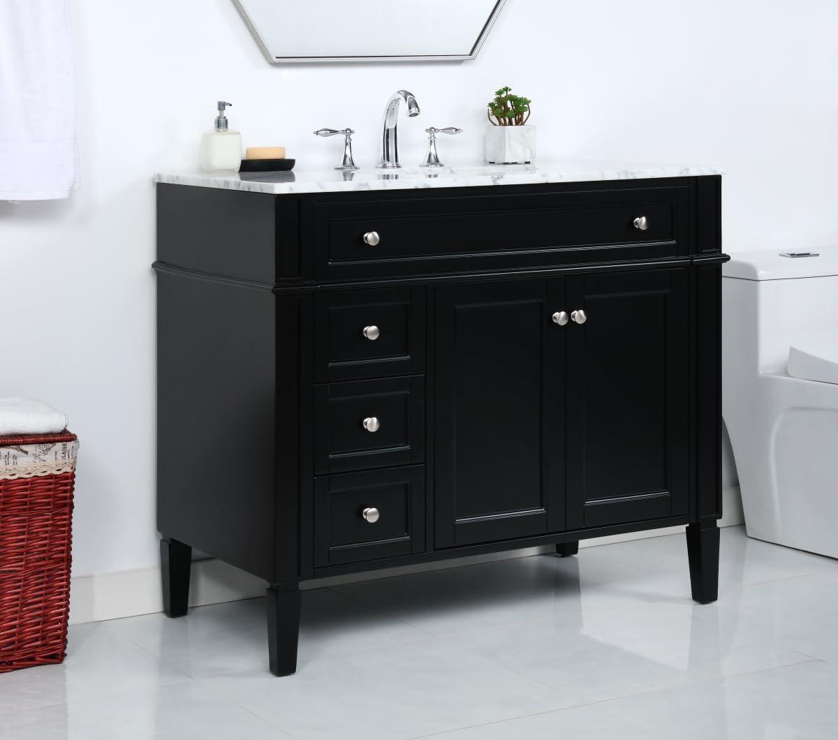 Rivers 40" Free-Standing Single Bathroom Vanity Set with Marble Vanity Top
