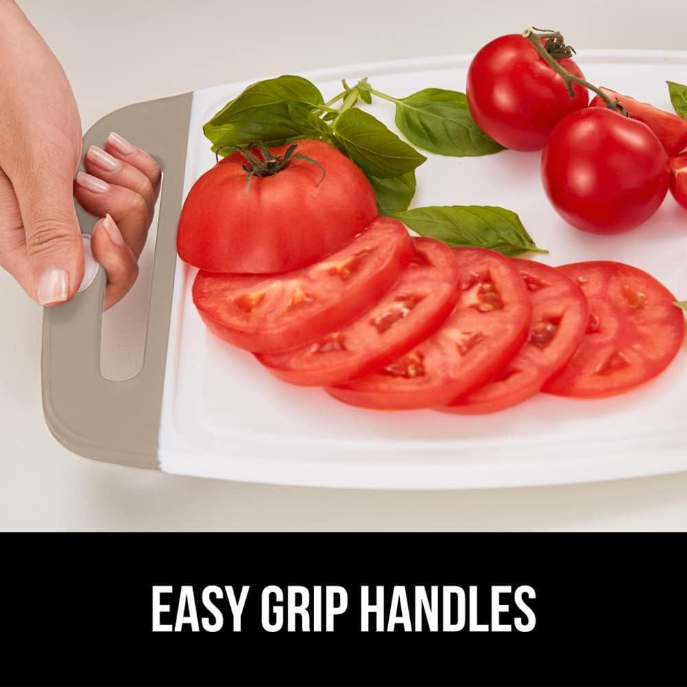 GORILLA GRIP Oversized 100% BPA Free Reversible Kitchen Cutting Board Set of 3, Juice Grooves, Dishwasher Safe, Almond