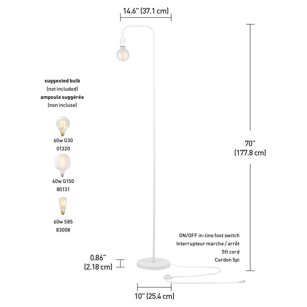 Globe Electric Holden 70" Matte White Floor Lamp, 67069