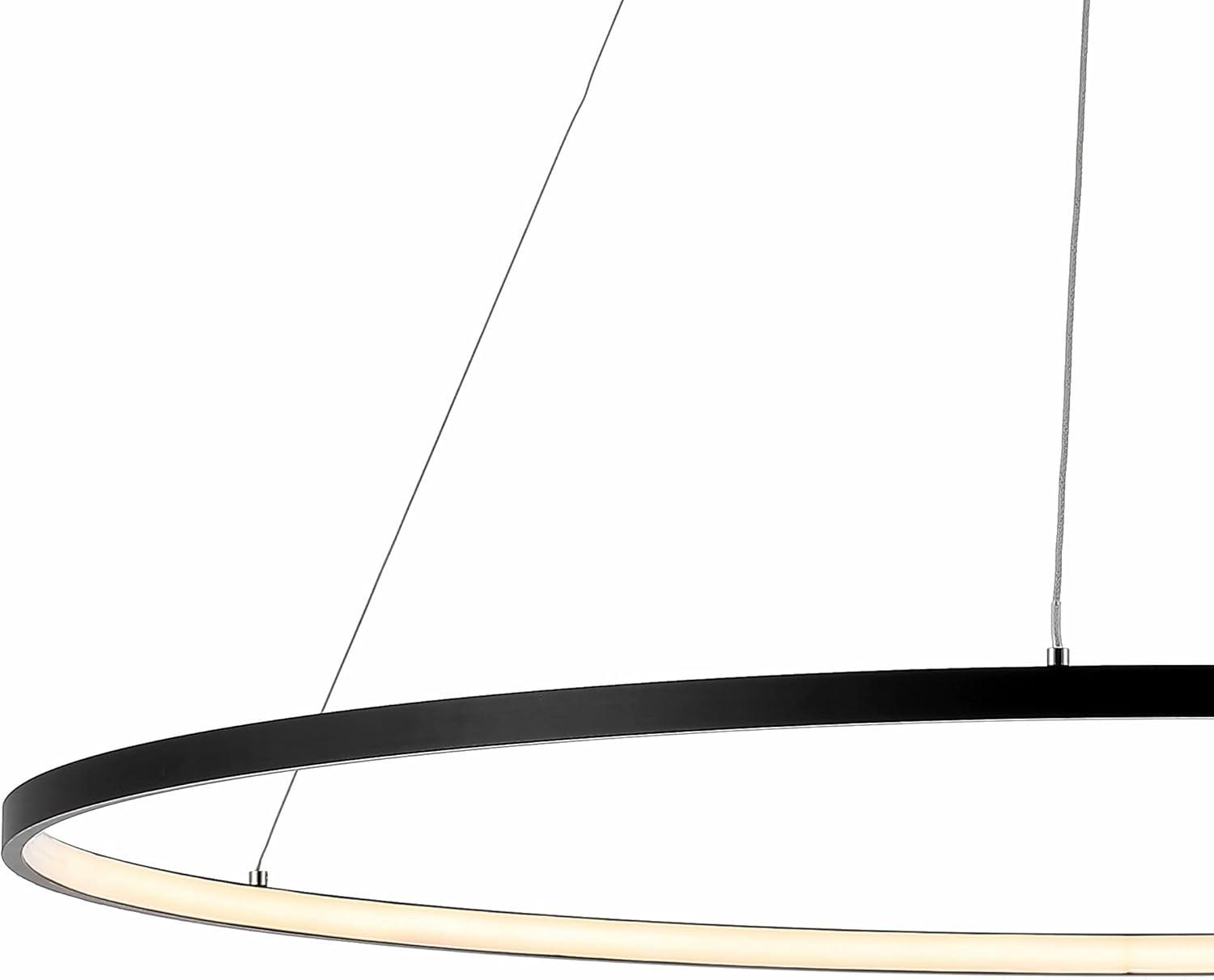 Circulo 35" Metal Round Modern Contemporary LED Integrated Pendant, Black