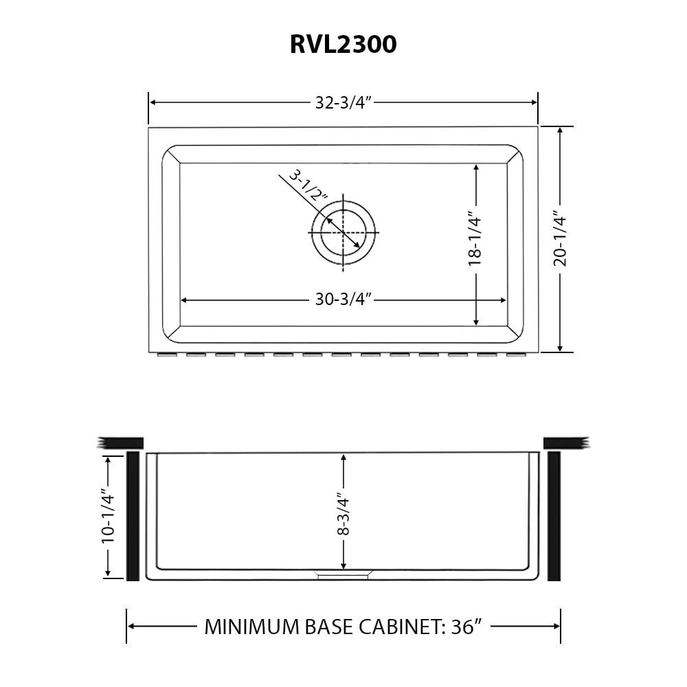 Ruvati 33 inch Fireclay Farmhouse Apron-Front Kitchen Sink Reversible