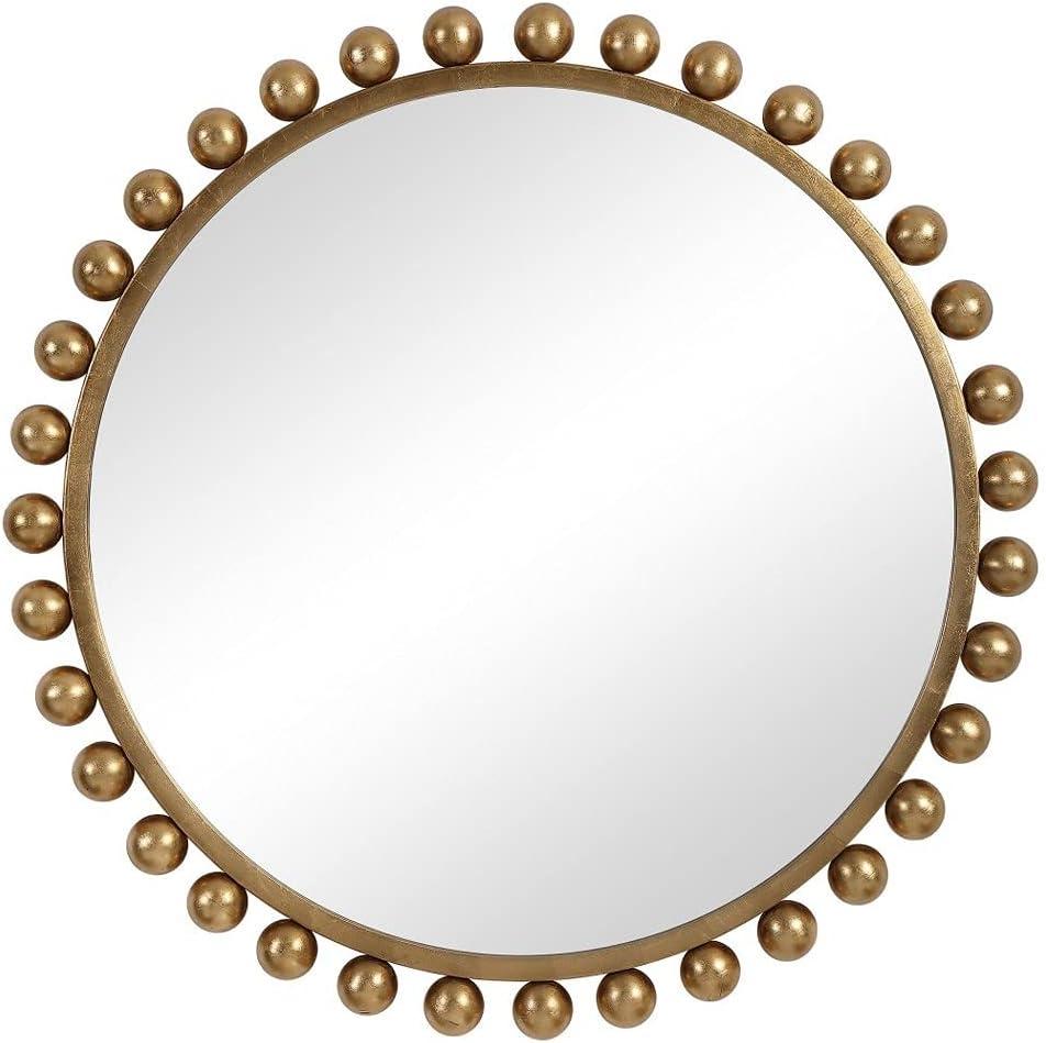 Uttermost 09694 Cyra 44" Round Industrial Modern Wall Mirror - Gold