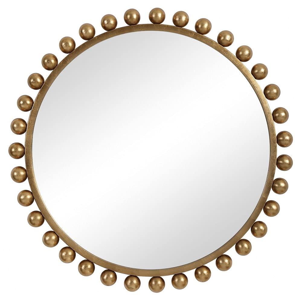 Uttermost 09694 Cyra 44" Round Industrial Modern Wall Mirror - Gold