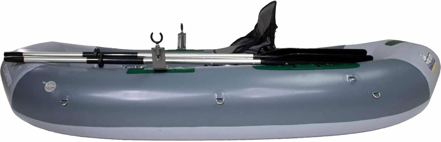 Gray Inflatable Fishing Raft with High-Back Seat
