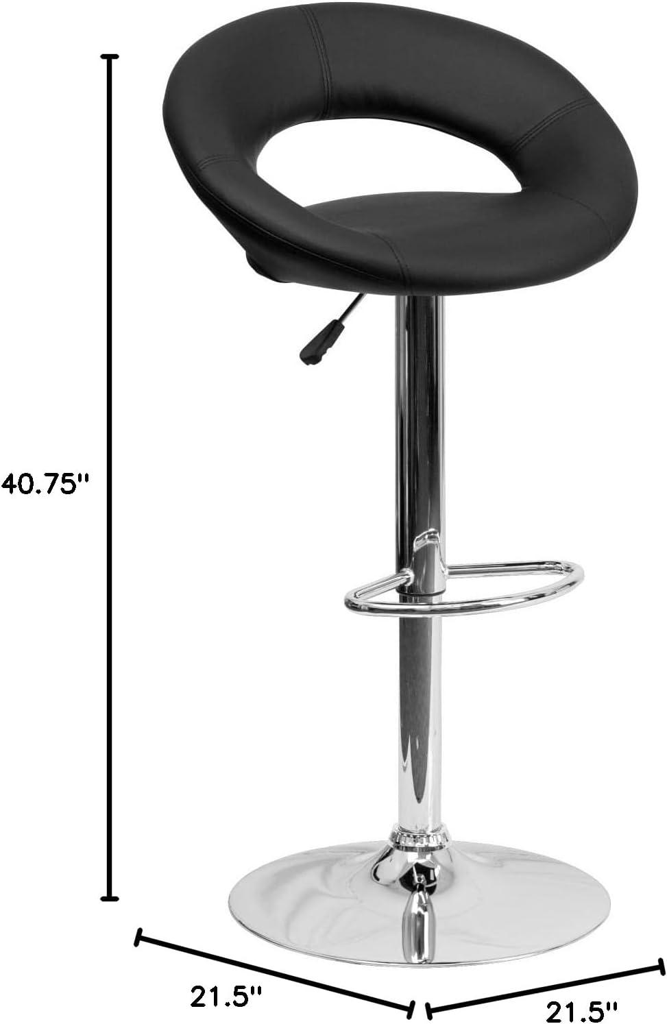 Flash Furniture Contemporary Vinyl Rounded Orbit-Style Back Adjustable Height Barstool with Chrome Base