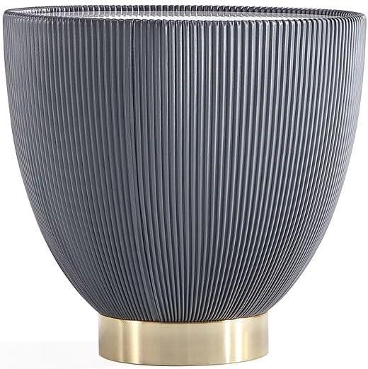 Manhattan Comfort Set of 2 Anderson Leatherette End Tables: Gold Metal Finish, No Assembly Required