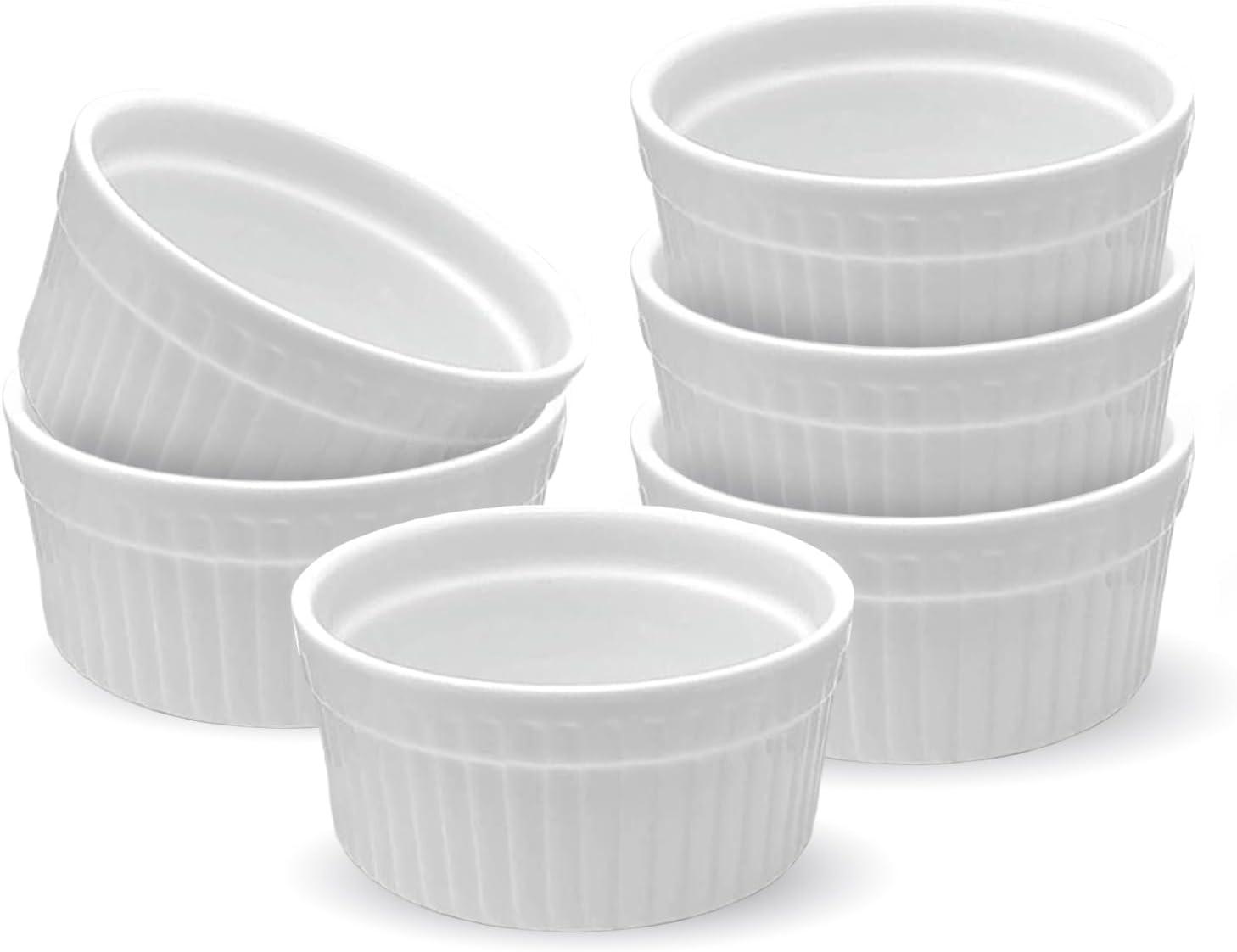 Furmaware Furmaware 3 oz White Ceramic Round Ramekins (Set of 6)
