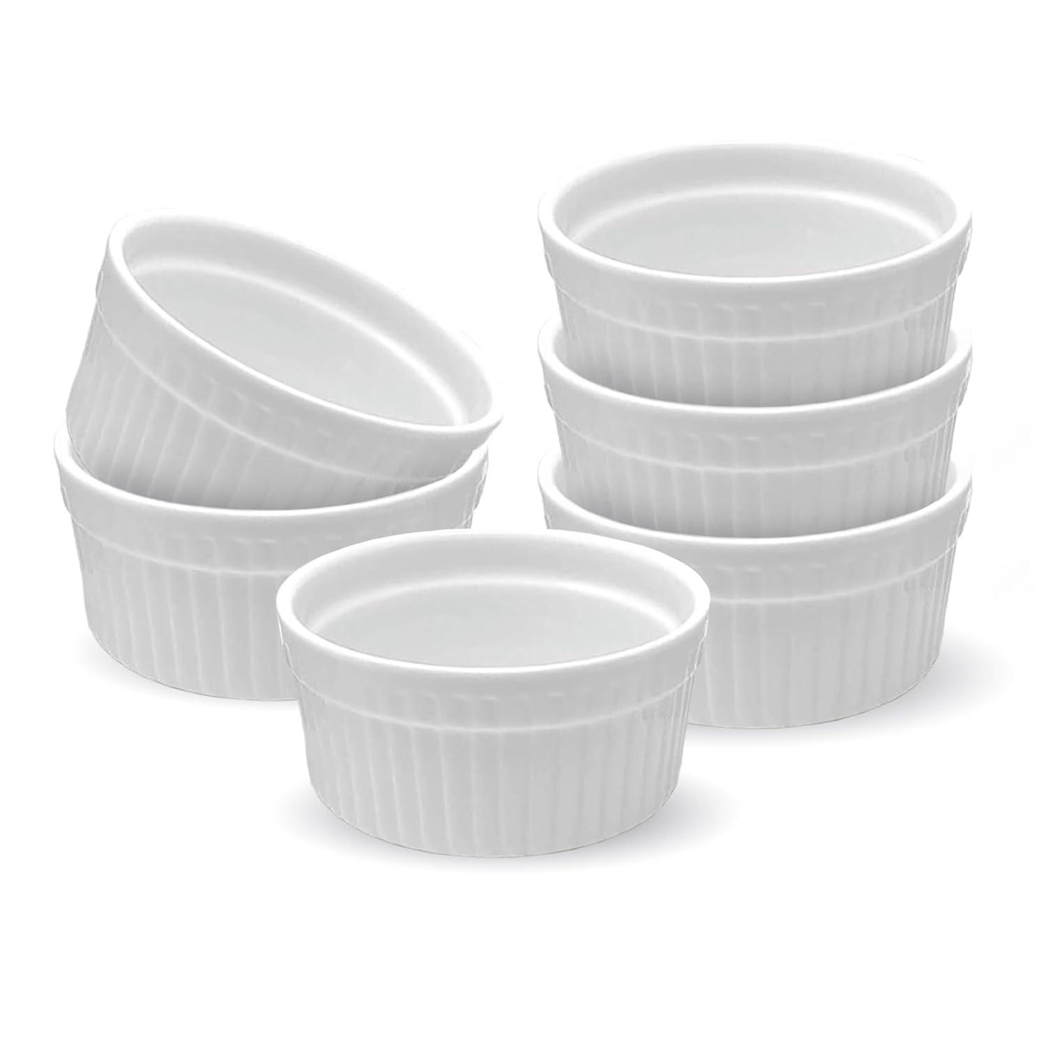 Furmaware Furmaware 3 oz White Ceramic Round Ramekins (Set of 6)