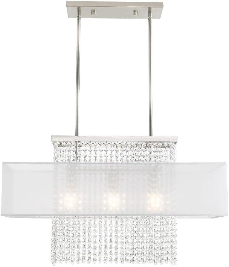 Bella Vista Brushed Nickel 3-Light Crystal Chandelier