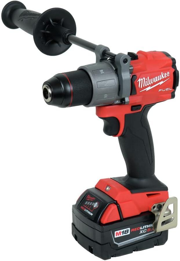 Milwaukee M18 Fuel 1/2" 18V Brushless Hammer Drill Driver 2804-22 with (2) 5Ah Batteries, Charger, & Tool Case