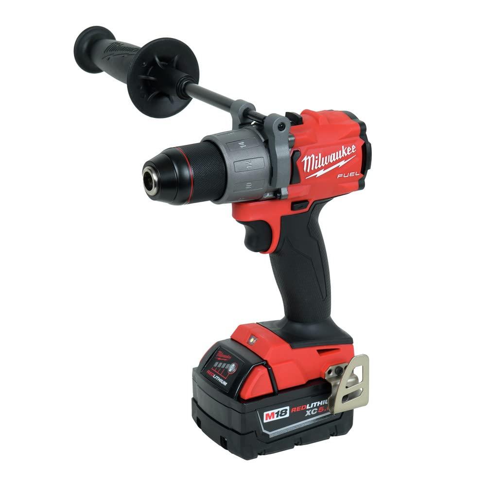 Milwaukee M18 Fuel 1/2" 18V Brushless Hammer Drill Driver 2804-22 with (2) 5Ah Batteries, Charger, & Tool Case