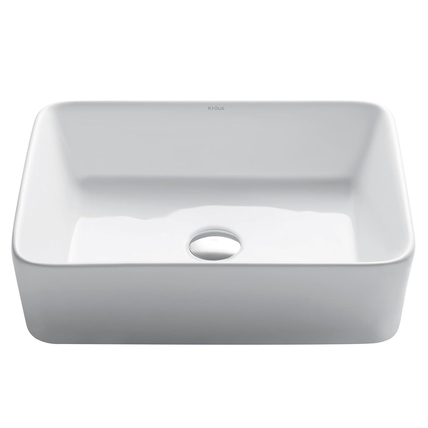 Ceramic Ceramic Rectangular Vessel Bathroom Sink