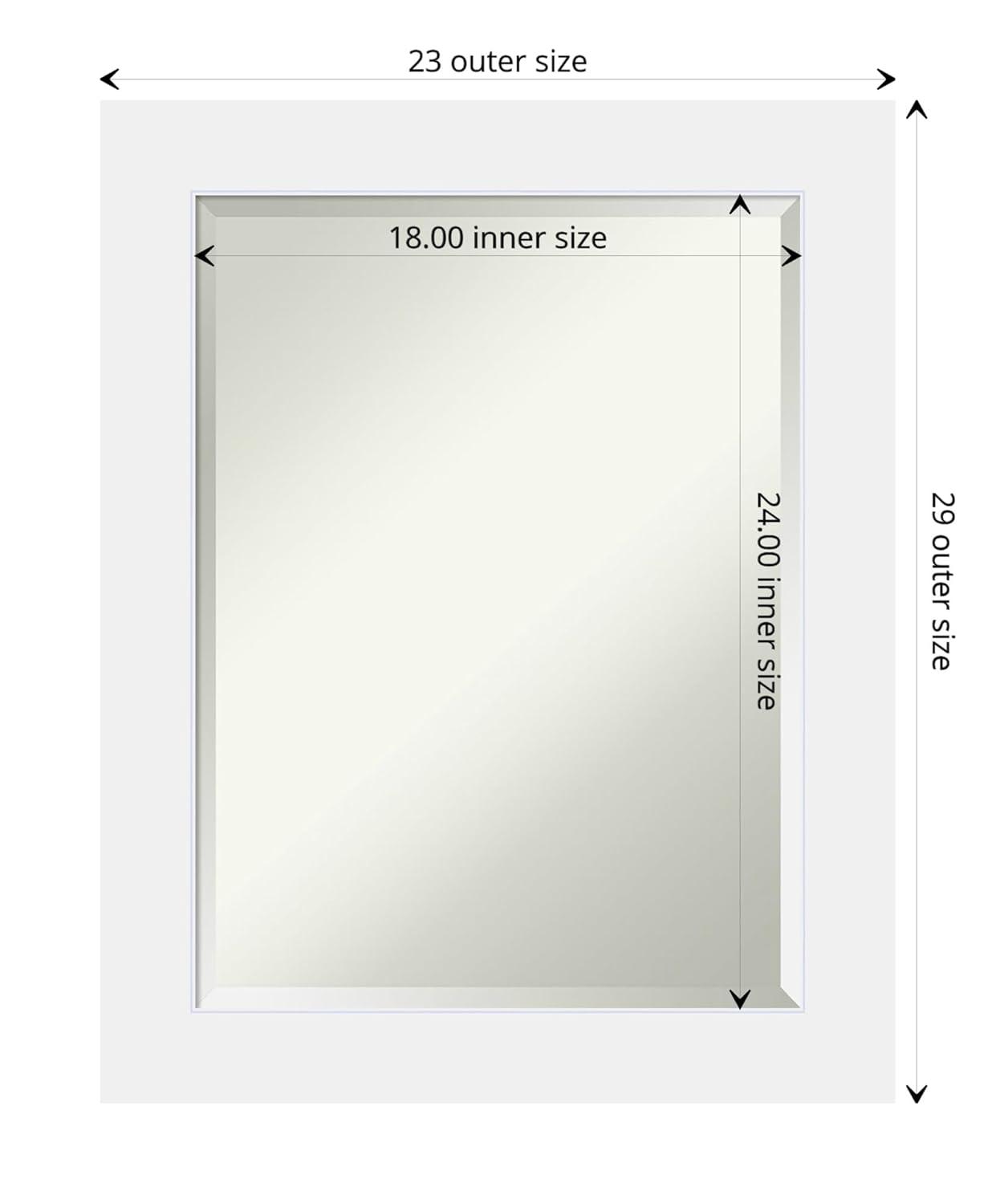 Corvino White Beveled Wood Frame Rectangular Wall Mirror