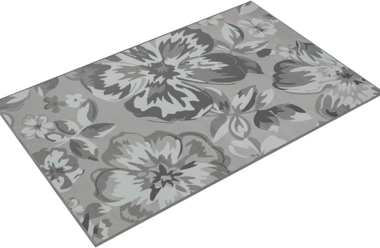 World Rug Gallery Modern Floral Design Gray 7'6" x 9'5" Area Rug