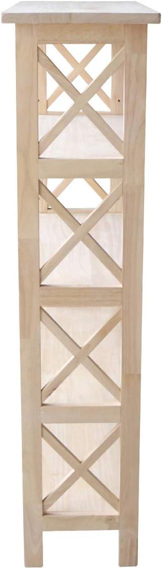 International Concepts 48" 4 Tier X-Sided Bookshelf: Hardwood Vertical Storage, Farmhouse Style, 30" Wide