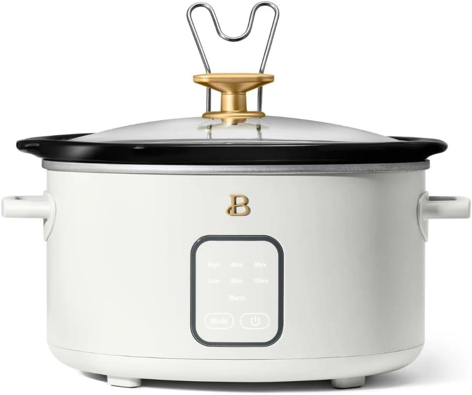 Beautiful 4Qt Slow Cooker with Touch-Activated Display, White Icing by Drew Barrymore