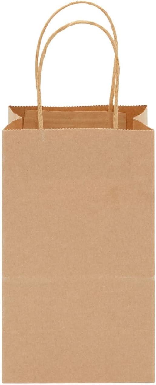 Blue Panda 12 Pack Small Gift Bags with Handles, 3x5.25x8.5 Inches, Bulk Kraft Paper Material Brown Bags for Party Favors, Goodies