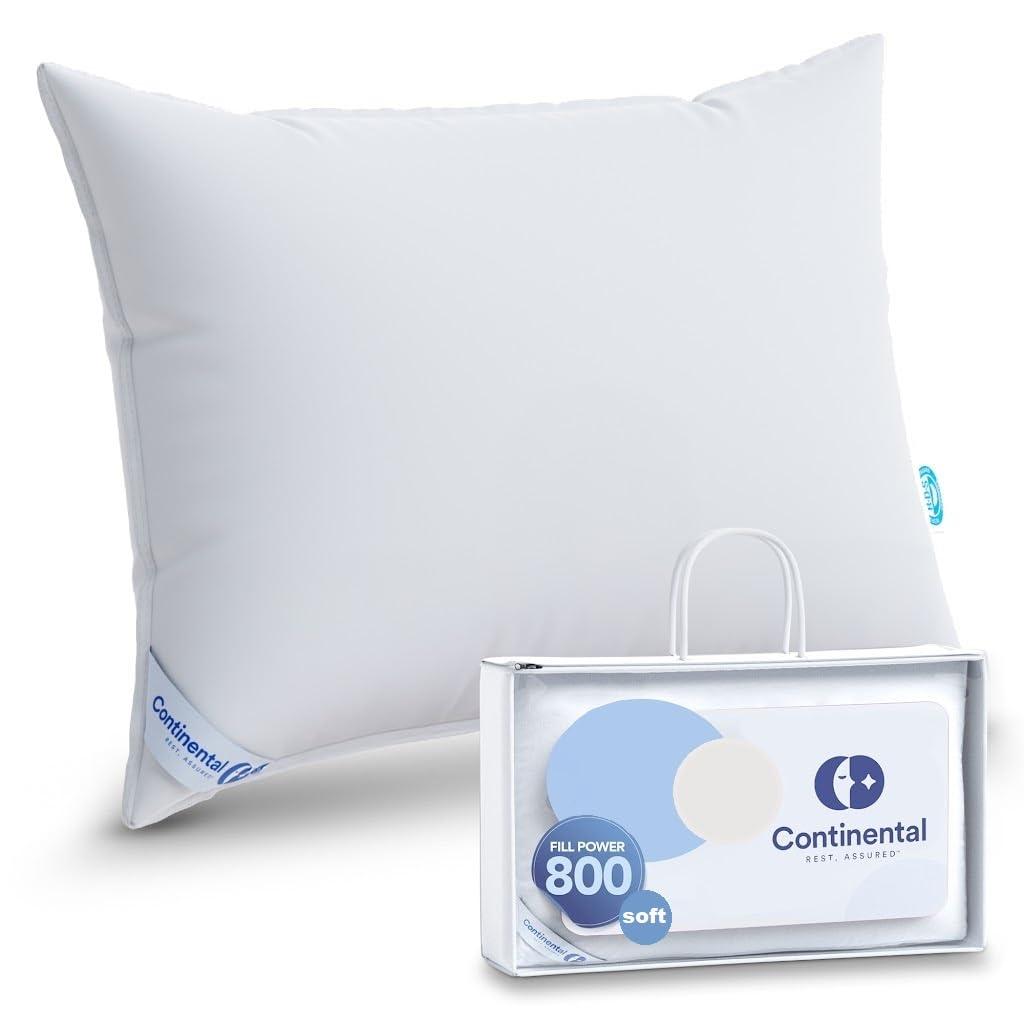 Continental Bedding Siberian 800FP 100% Goose Down Pillow Soft Support King Size Pack of 1