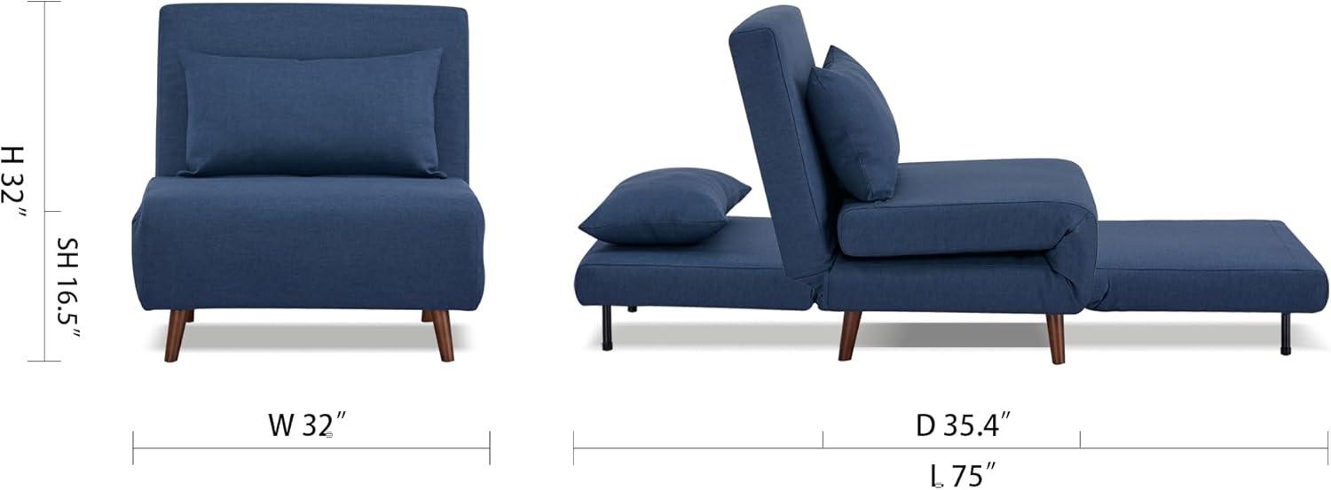 A&D Home Tustin Polyester Convertible Futon Chair, Yellow